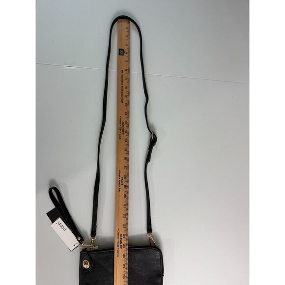 Poppi Black Vegan Wristlet Crossbody Wallet Bag Gold Hardware New With Tags - Picture 10 of 10
